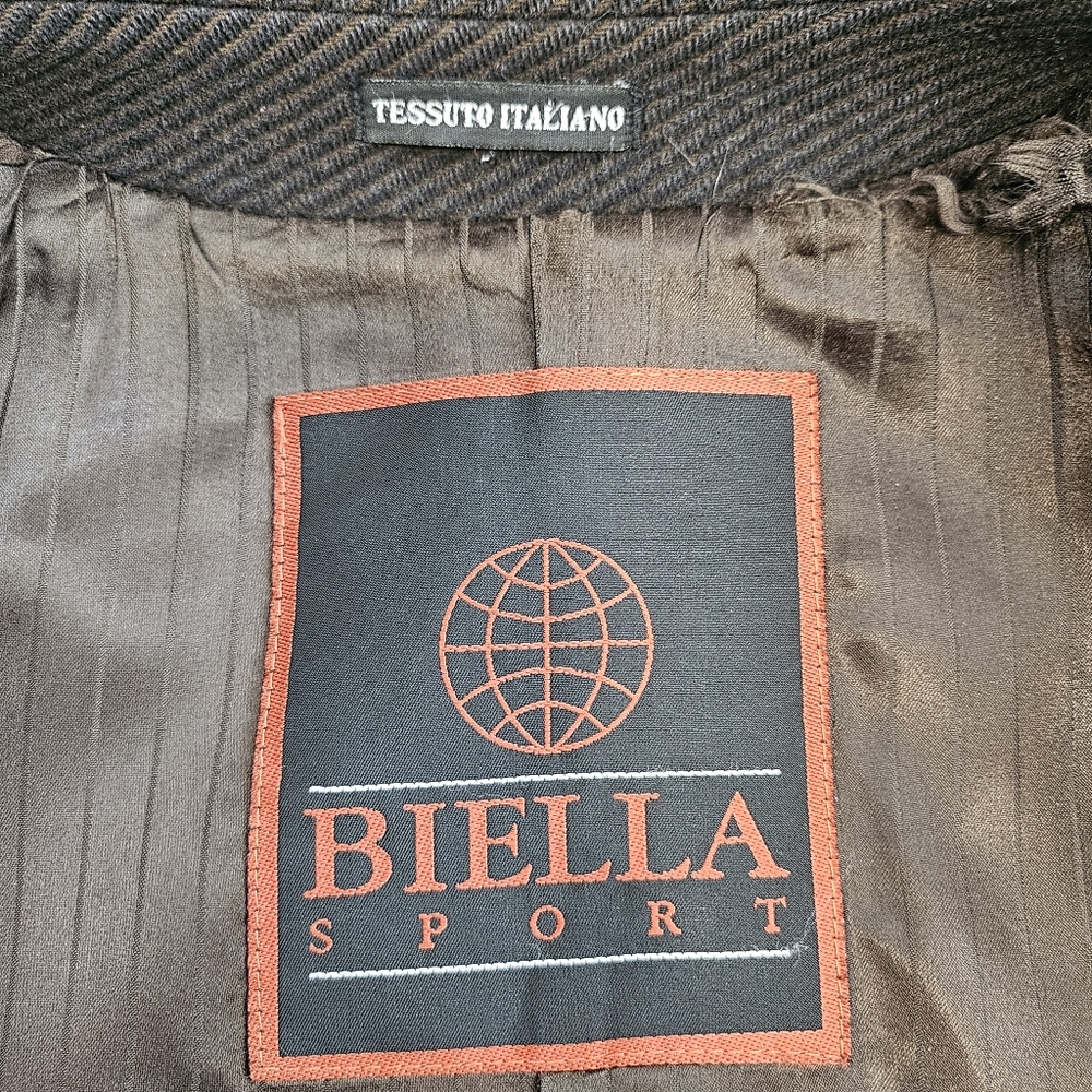 πΎ VINTAGE Tessuto Italiano BIELLA Wool Sport Coat Men's 44R US XL *Callout - Picture 12 of 16